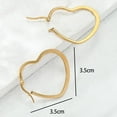 thumbnail image 4 of Gold Heart Hoop Earrings Brass 18K Gold Plated Simple Design 35x35mm for Women, 4 of 4