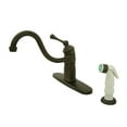 thumbnail image 2 of Kingston Brass KB1571BL Victorian Mono Deck Mount Kitchen Faucet with Bl Handleand Plt Spr, Chrome, 2 of 2