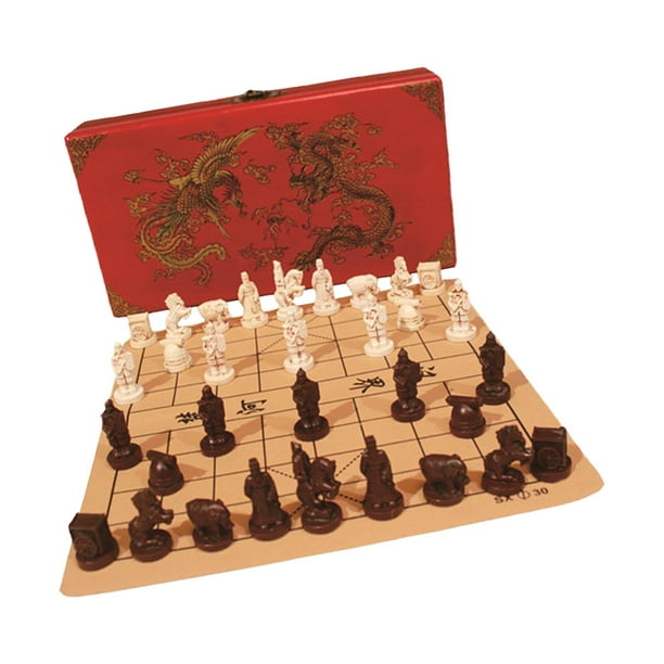 Juego de ajedrez Retro de guerrero de terracota, juegos de mesa, desarrollo del cerebro familiar con caja de almacenamiento, piezas de ajedrez de