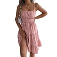 thumbnail image 3 of Jaimenalin Women Ruffled Tiered Adjustable Spaghetti Strap Midi Dress Pink S, 3 of 9