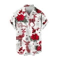 thumbnail image 5 of SERTG Men's Christmas Print Short Sleeve Shirt Lapel Collar Button Front Resort Casual Hawaiian Shirt Men Christmas Gifts Tops(Wine,5XL), 5 of 6