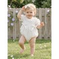 thumbnail image 2 of Cenuakty  Girl 2 Piece Outfit Lace Trim Short Sleeve Smocked Bubble Romper and Bow Headband Cute Summer Clothes, 2 of 5