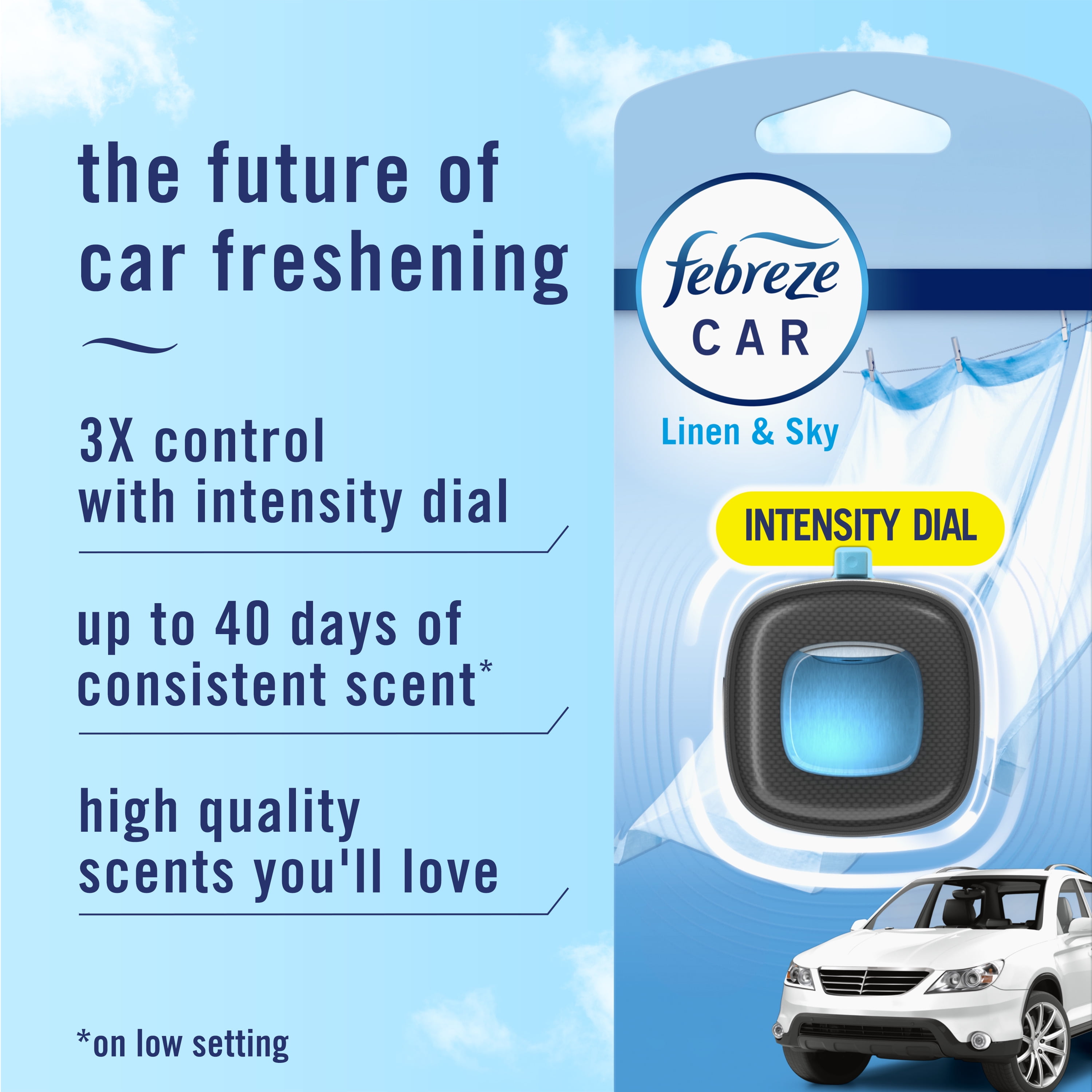(8 pack) Febreze Car Air Freshener, Odor-Fighting Car Vent Clip, Linen & Sky, 3 Count