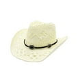 thumbnail image 4 of Hauaitttt Women Men Summer Western Cowboy Hat Shapeable Straw Hat Hollowed Out Sun Hat Women's Visor Cute Visors for Women Hat Woman Hats Elegant for Summer Fedora Hat for Men Fisherman Hat for Men, 4 of 4