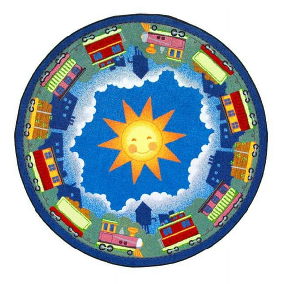 In Training 7 ft.7 in. Round  WearOn Nylon Machine Tufted- Cut Pile Just for Kids Rug