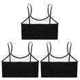 thumbnail image 4 of Kaerm 3 Pack Kids Girls Cropped Tank Tops Spaghetti Strap Ribbed Tank Top Camisole Vest Bralette Bra Black L, 4 of 5