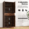 thumbnail image 4 of GOFLAME 72” Tall Pantry, Modern Farmhouse Cupboard Cabinet with 4 Barn Doors, Storage Drawer & 3 Adjustable Shelves, Versatile Storage with Anti-TIPP Kits for Living Room, Dining Room, Brown, 4 of 18