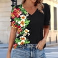 thumbnail image 2 of DeHolifer Women's Tops Casual Printed Short Sleeve V-Neck T-Shirts Summer Casual Tees Tops Green S, 2 of 6
