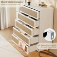 thumbnail image 6 of Twister.CK Rattan 5 Drawer Dressers for Bedroom, Tall Wooden Dresser with Deep Drawers, Chest of Drawers for Closet, for Living Room, Hallway, White, 6 of 8