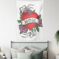 thumbnail image 4 of Old School Tapestry, Simple Classic Tattoo Design Heart with Roses and Mom Lettering on Ribbon, Wall Hanging for Bedroom Living Room Dorm Decor, 60W X 80L Inches, Multicolor, by Ambesonne, 4 of 5