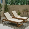 thumbnail image 2 of Noble House Maki Outdoor Acacia Wood Chaise Lounge in Teak and Cream (Set of 2), 2 of 12