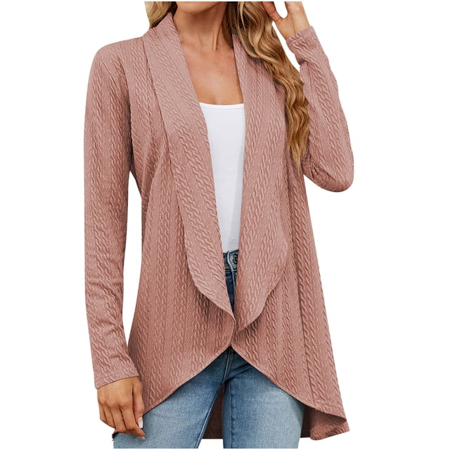 Yuyuzo Cardigan pour Femmes Ouvert Manches Longues Décontracté Léger Tricoté