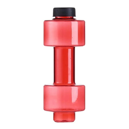 

550-2600ml Bottle Dumbbell Shaped Fitness Gym Training Cup Home Gym Exercise Outdoor Camping Kettle Clear Water Bottle w/ Buckle 550ml Red