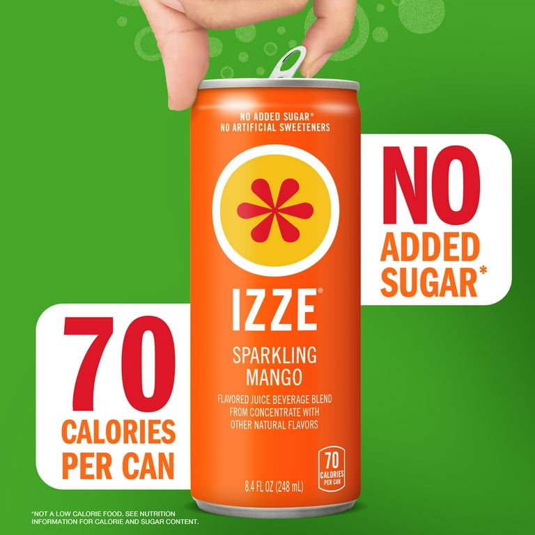 IZZE Sparkling Juice Beverage Blend, Mango, No Sugar Added, 8.4 FL OZ, 6 Cans IZZE Sparkling Juice Beverage Blend, Mango, No Sugar Added, 8.4 FL OZ, 6 Cans