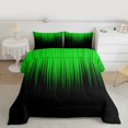 thumbnail image 2 of Manfei Gradient Green Full Size Comforter Sets 3-Piece, Geometric Neon Lights Bedding Comforter Set, Modern Abstract Black Bedding Sets, Luxury Bedroom Decor, 2 of 8