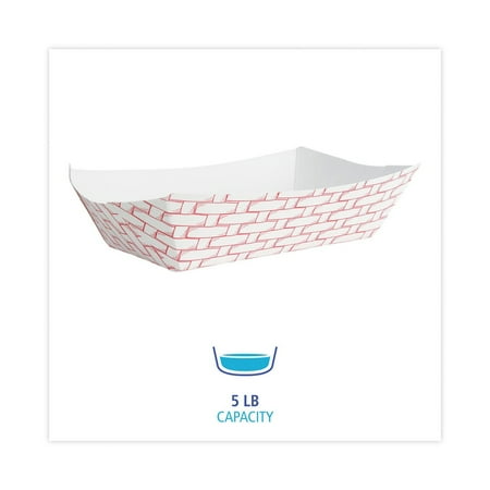 Boardwalk BWK30LAG500 5 lbs. Capacity Paper Food Baskets - Red/White (500/Carton)