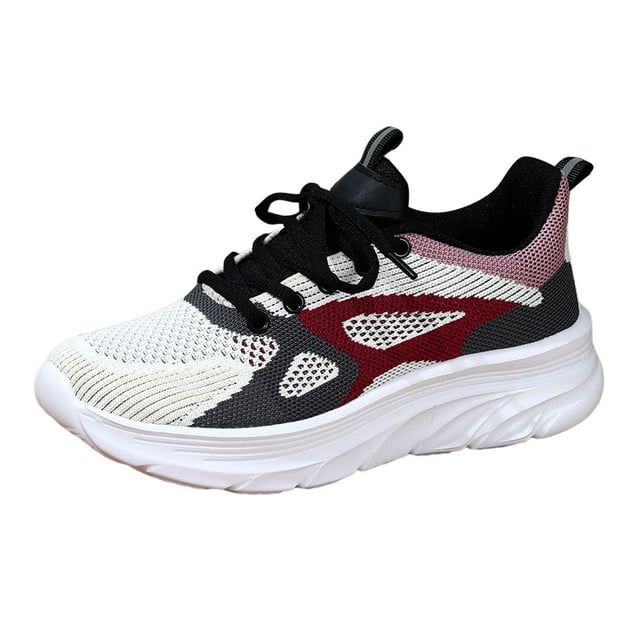 Dsscvnef Espadrilles Tissées Volantes Femmes Mode Coréenne Bout Rond Lacets Chaussures de Course Décontractées Semelle Épaisse Coussinée Légères Confortables