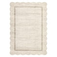thumbnail image 3 of GlowSol 6'x9' Scalloped Edge Area Rug Modern Bordered Rug Soft Non-Slip Low Pile Foldable Rug for Dining Room Home Office, Beige, 3 of 8