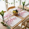 thumbnail image 5 of Pink Floral Cherry Flower Placemats for Dinning Table Set of 4, Abstract Botanical Branch Burlap Kitchen Place Mats Waterproof Cloth Table Mats, Indoor Outdoor Placemats Easy Clean Dinner Decor, 5 of 8