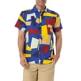 thumbnail image 1 of Unique Bargains Men's Summer Shirts Short Sleeve Irregular Geometric Button Down Shirt, 1 of 5