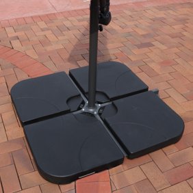 Abba Patio Cantilever Offset Umbrella Base Plate Set 4 Piece Plastic Black Walmart Com Walmart Com