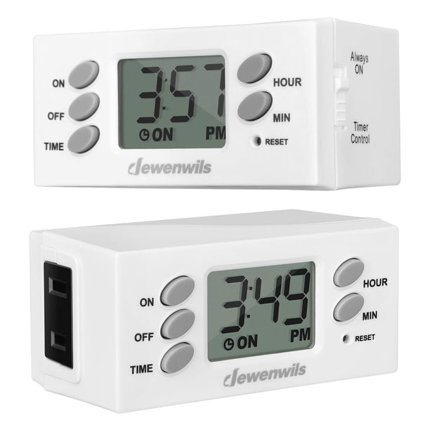 Temporizador de enchufe DEWENWILS, 125 V, 15 A, 1000 W, 24 horas, paquete de 2 unidades, certificado por UL