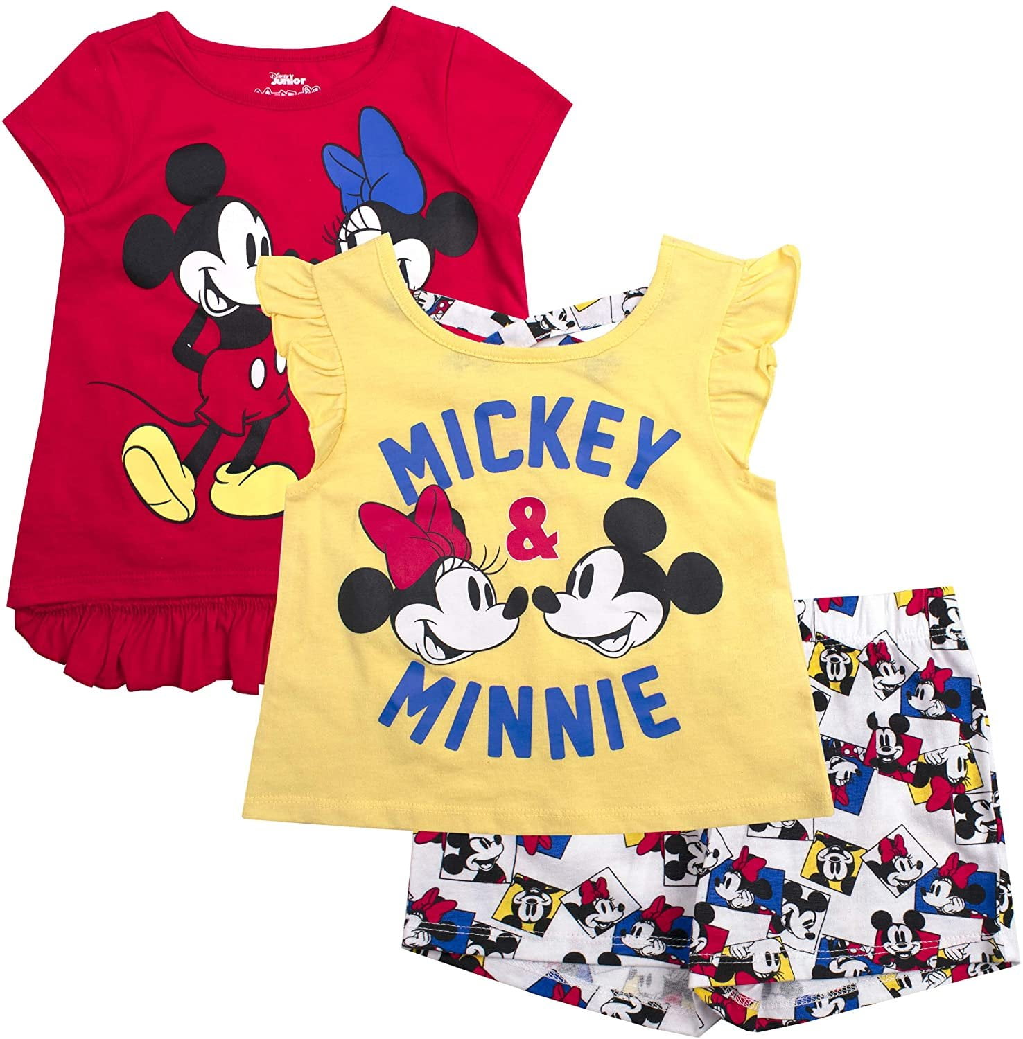 Disney Girls 3Piece Shirts and Short Set Wide Variety Includes Minnie