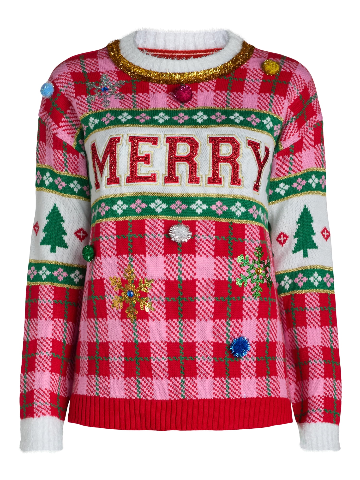 Holiday Time Embellished Sweater, Women’s, Sizes XS-3X
