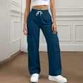 thumbnail image 6 of PFRNLF Womens Cargo Pants Wide Leg Drawstring Elastic Waisted Casual Trousers with Pockets, 6 of 9