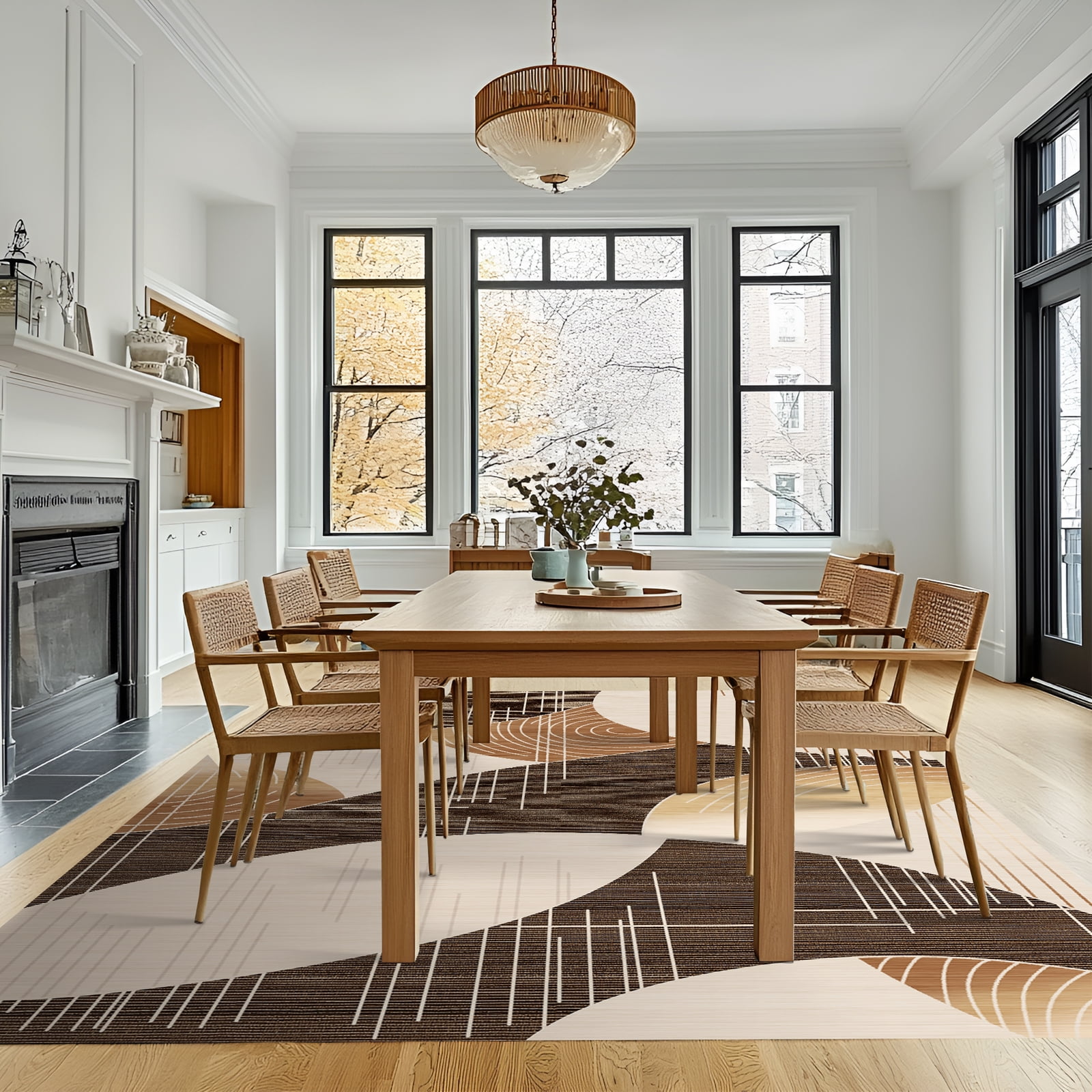 Pentantan 5'x7' Area Rugs, Machine Washable Rug for Living Room- Modern Soft Indoor Carpet, Low Pile for Bedroom, Dining Room, Playroom, Office, Brown