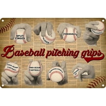 Baseball accessories Baseball Pitching Grips Retro Metal Sign Tin Sign Vintage Baseball Poster Baseball Gifts For Boys Room Bedroom Decor Bar Club Wall Art 8x12 Inch