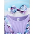 thumbnail image 4 of Cenuakty Infant Girl Romper Dress Butterfly Print Rib Knit Long Sleeve Skirt Hem Jumpsuits Newborn Clothes Baby Bodysuits with Headband, 4 of 9