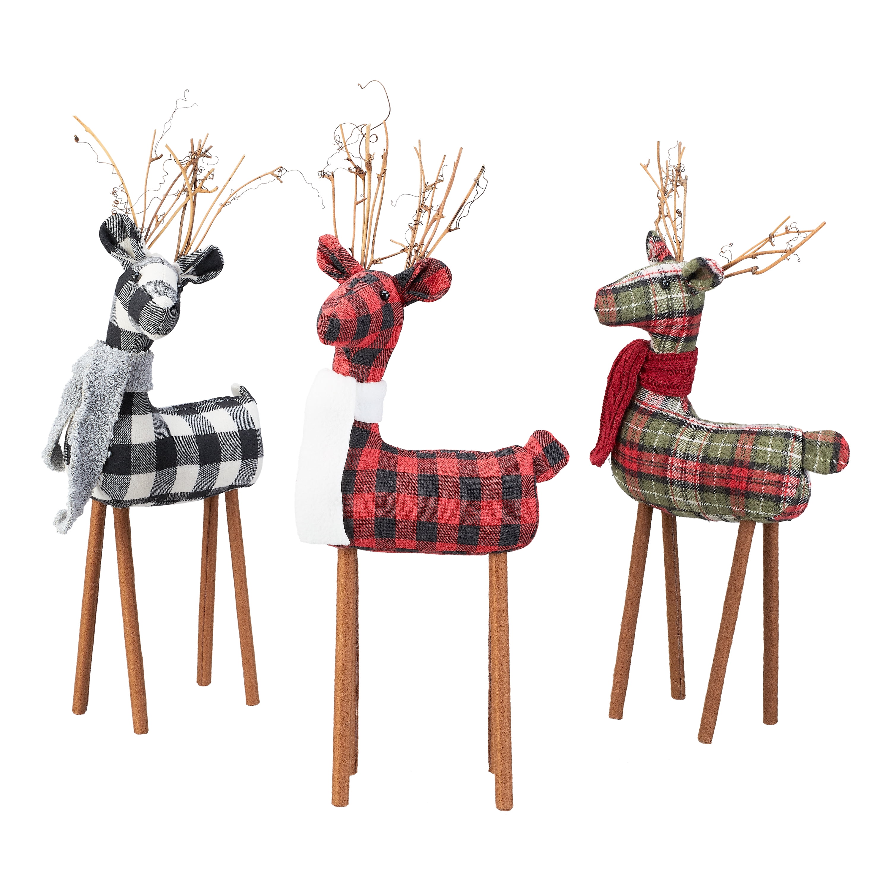 8/" x 10/" Holiday Time Red-Multi Reindeer Cloth Drawstring Christmas Gift Bag