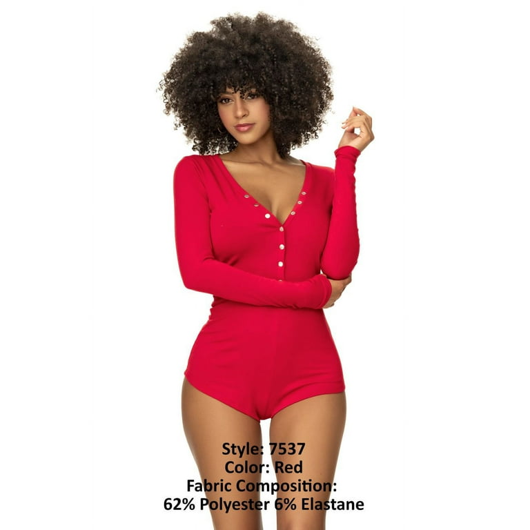 Mapale 7537 Long Sleeve Sleep Romper Color Red Size L XL Walmart