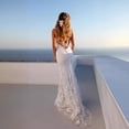 thumbnail image 3 of Vestido sexy escote en V vestido de tirantes blanco vestido ceremonial vestido de novia, 3 of 6