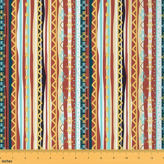 Castle Fairy Western Aztec Fabric by the Yard 1 Yard,Abstract Geometric Home Decor Fabric by the Yard,Bohemian Tribal Room Decor Fabric by the Yard,Luxury Teenagers Bedroom Decor