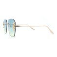 thumbnail image 3 of Rimless Foliage Flower Jewel Trim Rectangle Chic Sunglasses Gold Blue Yellow, 3 of 4