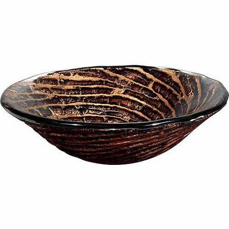Vigo VG07035 18-1/8" Bathroom Vessel Sink, Caramel Round Tempered Glass in Chocolate Swirl, Caramel