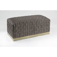thumbnail image 4 of Nicole Miller Macheline Velvet Bench Intricate Woven Pattern Gold Stainless Steel Base, Taupe/Gold, 4 of 10