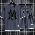 thumbnail image 4 of Conjunto de ropa deportiva de gimnasia para hombre de punto rápido, camiseta y pantalones cortos casuales de alta calidad, moda de verano, conjunto de 2 piezas, 2024, 4 of 4