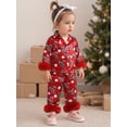 thumbnail image 4 of Cjfdfy Toddler Baby Girl Christmas Silk Stain Pajamas Set Kids Girl PJS Set Sleepwear Spring Fall Winter Clothes Candy Cane Long Sleeve Button Down Shirt with Long Pants Set Loungewear Homewear 1-7Y, 4 of 9