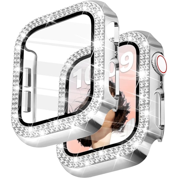 Yanonmyfd Funda para reloj brillante con protector de visualización HD para mujer compatible con Apple Watch de 49 mm de diámetro, protector de cara para iWatch Series Ultra 3/2/1, color dorado