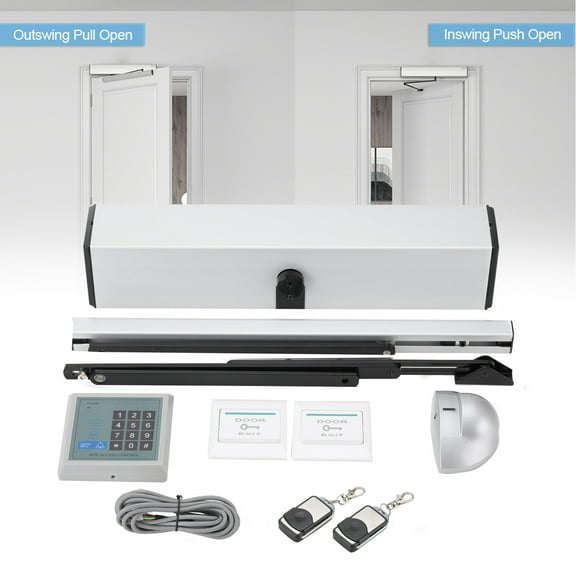 TABODD Swing Door Operator Automatic for the Disabled, Commercial Smart WiFi Handicap Door Opener Wireles with 2x Remote Controller & Push Button IC Card