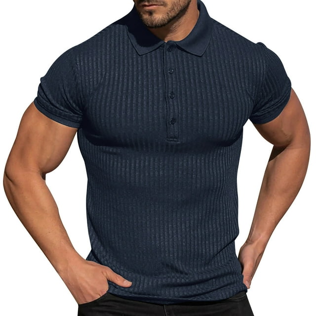 Gibobby Playera Tipo Polo Hombre Playera Polo Hombre Manga Corta Moda Casual Camisa(Marina,M)