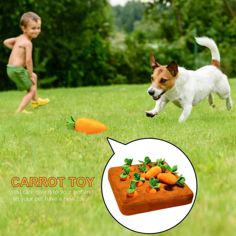 nivofu squeaky carrots enrichment dog puzzle toys, hide and seek carrot  farm dog toys, carrot patch dog snuffle toy for small