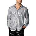 thumbnail image 4 of INSPIRE CHIC Metallic Shirt for Men's Long Sleeves Party Disco Shiny Printed Shirts M Silver, 4 of 6