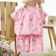 thumbnail image 2 of HCNTES Toddler Baby Girl Outfits Floral Summer Clothes Infant Spring Waffle Short Sleeve Shirt Tops Cute Shorts Set(Pink,12-18 Months), 2 of 4