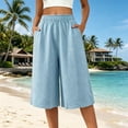thumbnail image 2 of Noric Women's Plus Size Capri Pants Casual Wide Leg Casual Flowy Culottes Summer Lounge Beach Pants with Pockets, 2 of 7