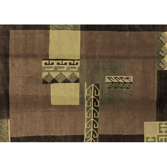 Ahgly Company Indoor Rectangle Abstract Brown Modern Area Rugs, 7' x 9'