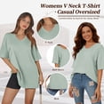 thumbnail image 2 of SWQZVT Women's Oversized V Neck T Shirt Short Sleeve Loose Fit Casual Workout Summer Basic Tee Top, 2 of 7